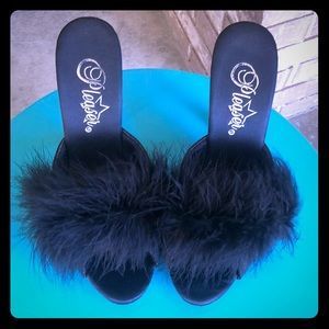 Feathered Black Heels!